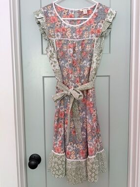 Monteau Mixed Floral Print Dress Fairy Garden Pastel Summer Girly Medium Travel